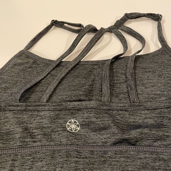 Gaiam Sports Bra Large Gray Pink Prism Medium Impact Yoga Sports Bra - Picture 4 of 5